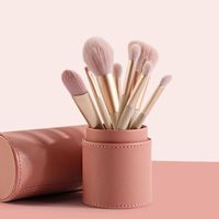 Wholesale Makeup Brushes PU Leather Waterproof Brush Storage Case D Circular Pen Holder Dustproof Travel Pens Bag