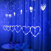 Wholesale Professional Hand Tool Sets LED Heart shaped Hanging Curtain Lights String Net Xmas Home Party Decor Romantic Decoraion Lamps T2