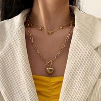 Wholesale Chains Set Multi Layered Small Ball Tassel Pendant Necklace Can Open Love Heart Toggle Clasp Lasso Choker Necklaces Women Jewelry1