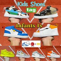 Wholesale Fashion s mid alt TD PS kids basketball shoes chunky dunky green yellow bear Cactus Jack white print metallic gold laser orange Infants sneakers trainers