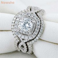 Wholesale she Pieces Sterling Silver Wedding Rings For Women Ct AAAAA CZ Engagement Ring Set Classic Jewelry Size