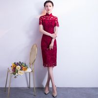 Wholesale Ethnic Clothing Vintage Chinese Style Wedding Dress Retro Toast Mini Gown Marriage Cheongsam Qipao Party Evening Vestidos Clothes