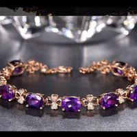 Wholesale Natural Amethyst Gemstone Bracelet K Rose Gold Jewelry Pulseras De Feminina Bizuteria for Women Box Girls