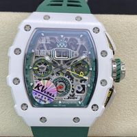 Wholesale KV RM011 montre de luxe mens watches automatic timing movement white ceramic case plastic watchband luxury watch