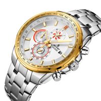 Wholesale Wristwatches Luminous Hands Quartz Watches For Men Date Week Chronograph Big Heavy Man s Steel Strap Bracelet Watch Waterproof