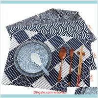 Wholesale Textiles Home Gardendurable Fabric Table Mat Japanese Style Dark Blue Placemat Kitchen Cloth Napkins For Kitchen Dining Room Tea Decor Na