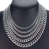 Wholesale Chains Basic Punk Stainless Steel Necklace For Men Women Curb Cuban Link Chain Chokers Vintage Black Gold Tone Solid Metal