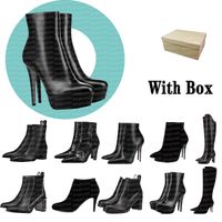 Wholesale Booties Womens Luxury Designer Boots Black Leather Women Ankle Shoes Red Bottom High Heel Brown Tall Pumps Martin Short Snow Knee Bottoms Dongtrade