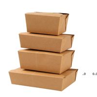 Wholesale Good quality Kraft Paper Food Box water Oil proof Fast food packing boxes Disposable takeaway lunch box fried chicken sushi salad RRD11128