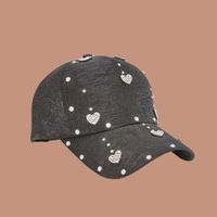 Wholesale Korean Black Cap Fashion Love Design Baseball Cap Small Fresh Wide Brim Hat Sombreros De Mujer Sombreros De Sol Trucker Hat Q0703