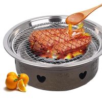 Wholesale Tools Accessories Non Stick Heat Resistance Round Stainless Steel BBQ Grill Roast Mesh Net Barbecue Baking Pan Kitchen