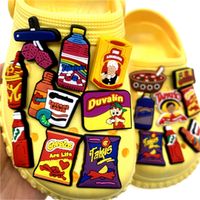Wholesale custom Mexico Style Fashion Food Icon Shoes Charms For Kids Croc Accessories DIY Gifts Potato Chips Bottle Wristband Buckle