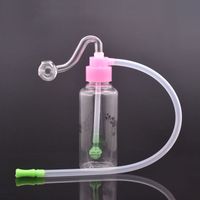 Wholesale mini Bong Water Pipe Hookah mm joint Oil Dab Rig Creative plastic Bottom ash catcher bongs with male glass oil burner pipes and hose