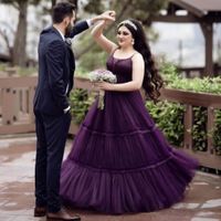 Wholesale Colorful Wedding Dresses A line Boho For Africa Bridal Gowns Sweep Train Tulle Pre Wedding Photo Show