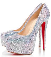 Wholesale Hot Style Silver Wedding Shoes Gold Diamond Rhinestone Sexy High Heels Princess Prom Ball Shoes Crystal High Heels Rhinestone With Box