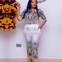 Wholesale Ethnic Clothing African Clothes For Women XL Plus Size Piece Set Top And Pant Suits Fashion Print Elegant Office Lady Africa Outfits
