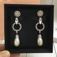 Wholesale Stud Crystal Pearl Flower Temperament Irregular Teardrop Beautiful Ear Clip Earpins Retro Long Earrings For Woman Girls Joyas