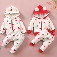 Wholesale Clothing Sets Baby Valentine s Day Gift Born Infant Boys Girls Long Sleeve Cartoon Hooded Tops pants Set Clothes Infantis Costume