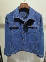 Wholesale 21ss denim jacket mens flower printing t shirts printed blue dark jacquard clothes long sleeve letters
