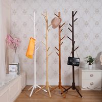 Wholesale Clothing Wardrobe Storage Premium Wooden Coat Rack Free Standing With Hooks Wood Tree Stand For Coats Hats Scarves Clothes Handbags