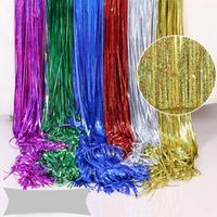 Wholesale Party Decoration Laser Tinsel Glitter Curtain Metallic Foil Fringe Shimmer Backdrop Wedding Wall Po Booth