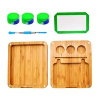 Wholesale Bamboo Case E cigarette Kit Box Packaging Dab Tool Oil Rig Nail Starter Kits for Rolling Cigarette with Silicone Mat Wax Container Jar