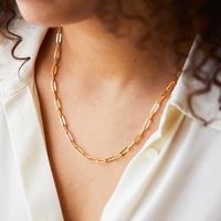 Wholesale Chokers Minar Plain Multi Type Hollow Link Chain Necklace For Women Ladies Geometric Gold Colour Alloy Accessories