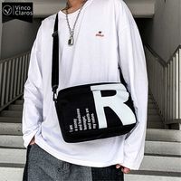 Wholesale Men s Waterproof Canvas Shoulder Bag Hip Hop Streetwear Black Crossbody Bags for Men Trend Preppy Look Sling Messager Bag Unisex
