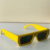 Wholesale Designer sunglasses OMRI006 fashion luxury classic rectangular yellow frame mirror legs double arrow men and women vacation Glasses UV protection belt box