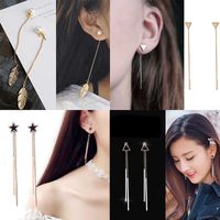 Wholesale Designer Earrings studs Luxury Jewelry Korean Drop for Women Minimalist Personality Ear Line Tassel Triangle Star Top Pearl Oorbellen