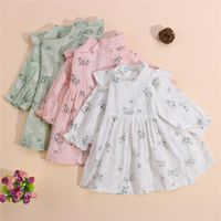 Wholesale Girl s Dresses Spring Autumn Toddler Girls Baby Casual Dress Floral Printed Pattern Round Collar Long Sleeve Princess Dress Vestidos