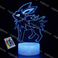 Wholesale 3D Night Lights Acrylic Series Animal Fox Pet Cute Cartoon Colors Changeable Crack ABS Base For Kids Child Bedroom Decor Manga Gift EUB
