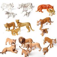 Wholesale Genuine Wild Animal Kingdom White tigeress leopard Lion panther animal figures with Cubmodel Educational toys Cake Toppers