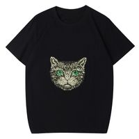Wholesale Trendy Cat printing T shirt Luxury Men Designer Short Sleeve High Quality Black White Tees Size S XXL