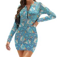 Wholesale Casual Dresses Monster Dress Long Sleeve Longsleeve Business Bodycon Girls Polyester Fancy One Piece