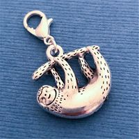 Wholesale Charms X Antique Silver Color Cute Sloth Charm Zipper Pull Clip On Charm Animal Jewelry