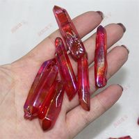 Wholesale 5pcs Drop shipping natural red titanium aura quartz Crystal gemstone point healing chakra crystal point for jewelry making S2