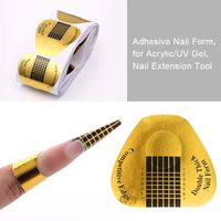 Wholesale Quality10 French Nail Form Tips For Soak Off UV Gel Quick Extension Nail Gel Gold Professional Nail Art Design Tools