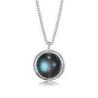 Wholesale Jewelry Pendant Necklaces Sterling PFHOO Silver Moonstone For Women Trendy Universe Galaxy Ball Gemstone Box Chains Necklace Q0531