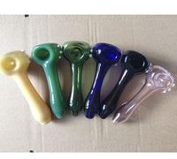 Wholesale Newest Colorful Glass Pipe Oil Burner Tobacco Spoon Filter Pipes Dry Herb smoking hand made Cigarette Tools Colors cm Length