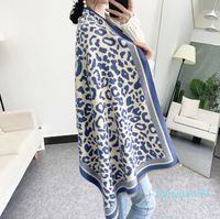 Wholesale Autumn and winter long fringed scarf women imitation cashmere warm shawl retro ethnic style leopard print shawl