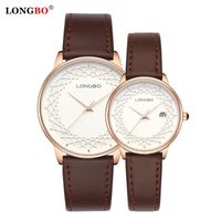 Wholesale Wristwatches LONGBO Couple Watches Men Watch Women Leather Steel Fashion Pair Clock Reloj Hombre Mujer Montre