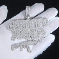 Wholesale Chains Bling Iced Out Letters Certified Steppa Gun Pendant Necklace Colors Luxury Cubic Zircon Hip Hop Jewelry For Men Boy