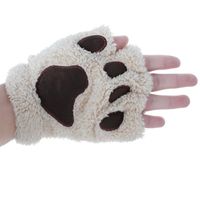 Wholesale Five Fingers Gloves Pair Women Girls Lovely Winter Warm Fingerless Fluffy Bear Cat Plush Claw Half Finger Mitten