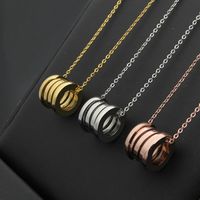Wholesale New Arrive Fashion Classic Lady L Titanium steel K Plated Gold Necklaces With Spring Pendant Wedding Engagement Color Big Size
