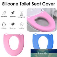 Wholesale Silicone Solid Color Toilet Seat Cover Cushion Reusable Suit Bathroom Not Allergic Moisture Proof Foldable Easy Paste Factory price expert design Quality