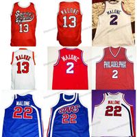 Wholesale Custom Retro MOSES MALONE College Basketball Jersey Spirit of St Louis Men s Stitched White Blue Red Any Name Number Size S XL Vest Jerseys