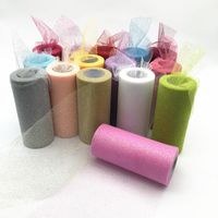 Wholesale Party Decoration Yards cm Mariage Yarn Glitter Tulle Roll Sheer Crystal Organza Fabric Birthday Event Supplies For Wedding