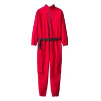 Wholesale Men s Pants Red Overalls Men Jumpsuit Cotton Hooded Zipper Long Sleeve Beam Feet Clothing Cargo Fashion Casual Hip Hop Trousers