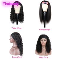 Wholesale Brazilian Bangs Full machanism Wigs Deep Wave quot Wig Capless Virgin Human Hair Water Wave Kinky Curly Kinky Straight Yaki